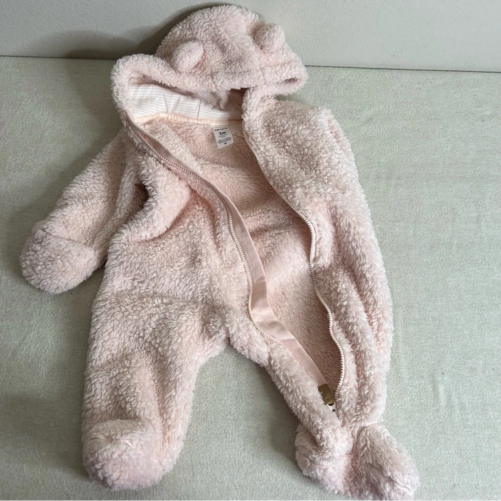 Bundle Carter's‎ Pink Sherpa One piece jumpsuit size 3-6M